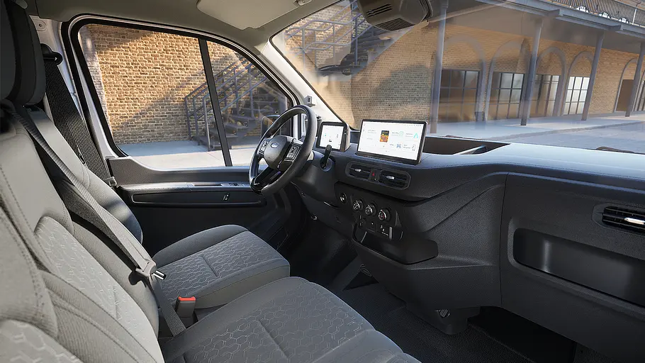 Ford Transit City (2026) Blick in das Cockpit des Ford Transit City (2026).