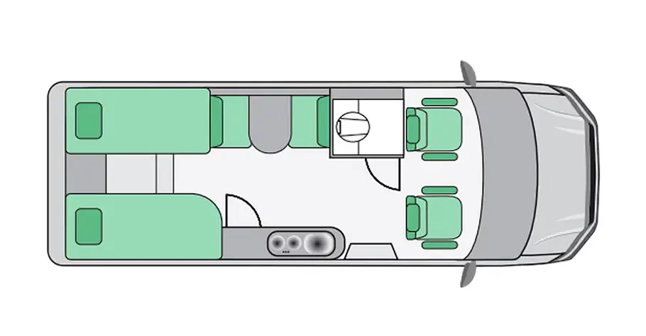 Freedo M 684 (2025) Die Zeichnung zeigt den Grundriss des Freedo M 684 (2025).