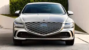 Blick von vorne auf den Genesis G80 Facelift (2024). - Foto: Genesis Blick von vorne auf den Genesis G80 Facelift (2024). - Foto: Genesis