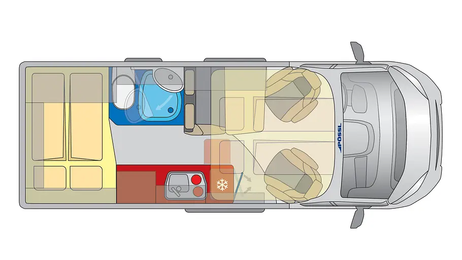 Die Grundrisszeichnung des Globecar Globescout Vario.