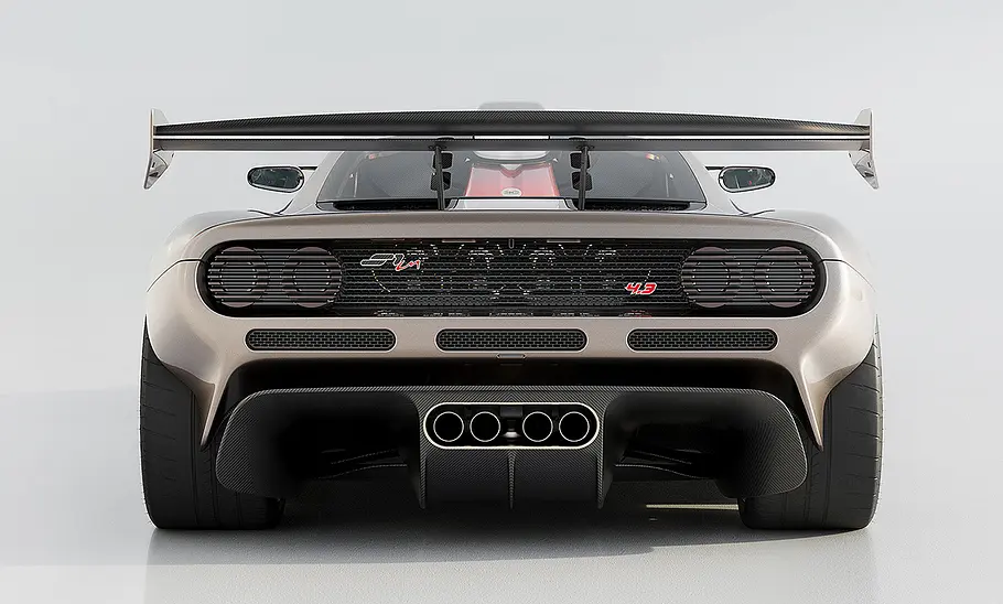 Blick von hinten auf den Supersportler Gordon Murray S1 LM (2025).