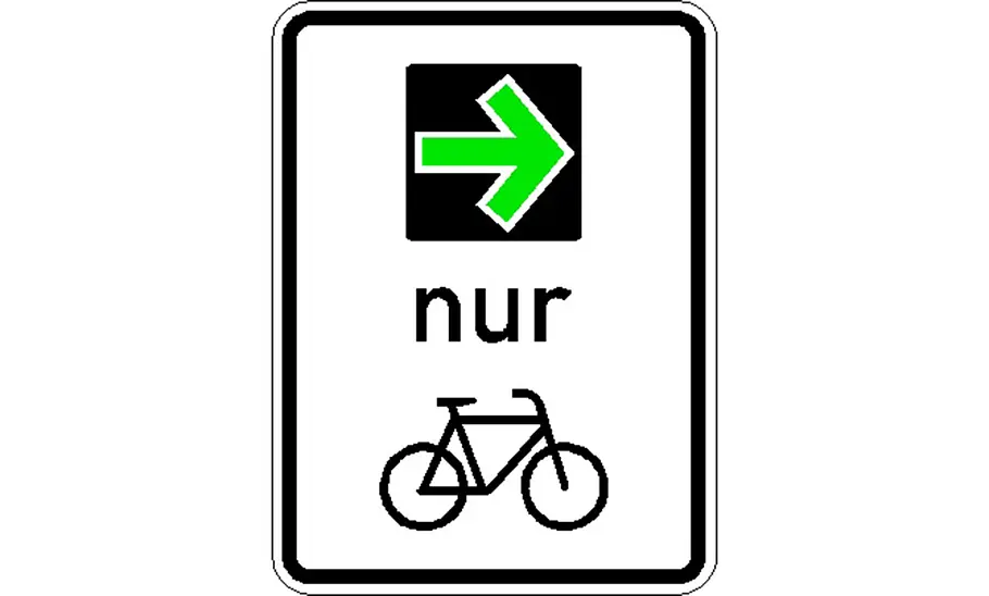 Grünpfeilschild mit Beschränkung auf den Radverkehr Grünpfeilschild mit Beschränkung auf den Radverkehr