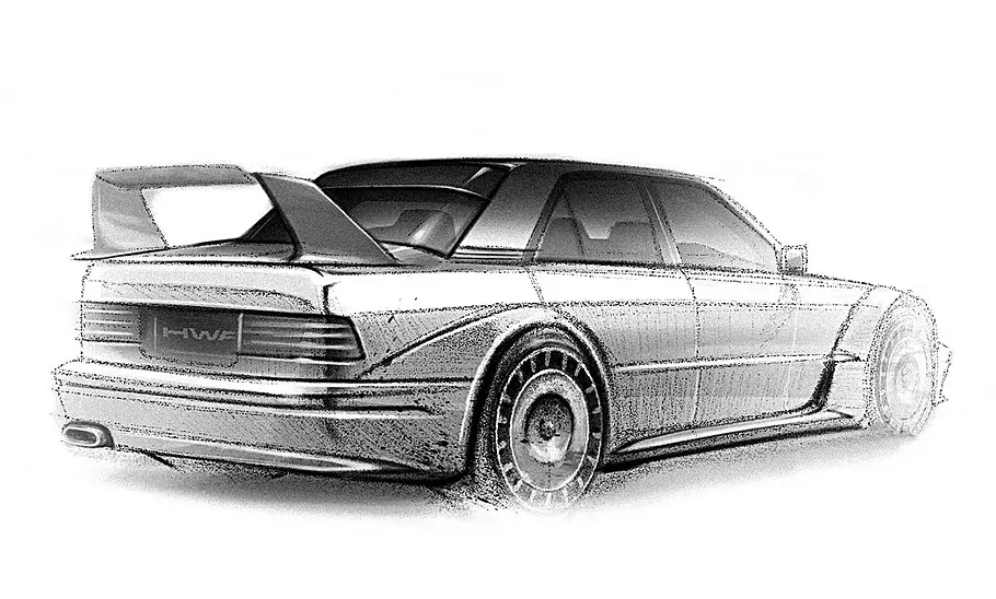 HWA 190E 2.5-16 Evo 2 Zeichnung Heck