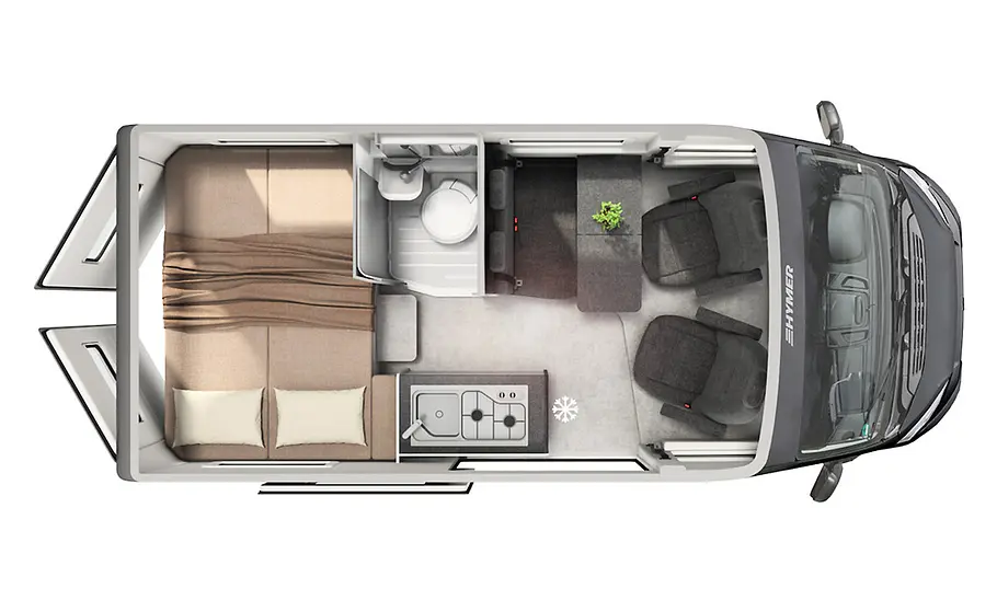 Die Skizze zeigt den Grundriss des Hymer Ayers Rock (2024).