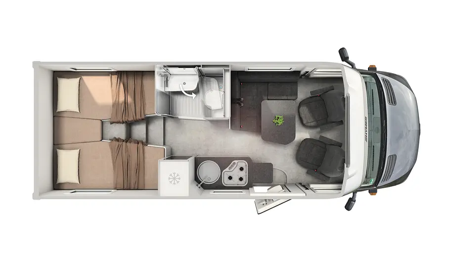 Die Grundrisszeichung des Hymer ML-T 580.