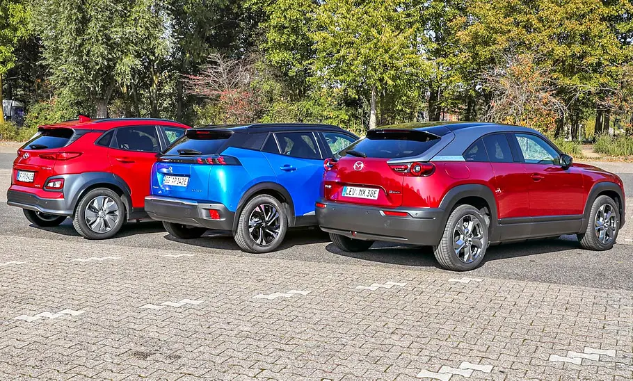 Hyundai Kona Elektro/Peugeot e-2008/Mazda MX-30 e-Skyactiv
