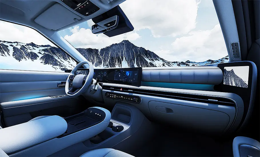 Blick auf die Armaturen im Innenraum des Hyundai Nexo (2025).
