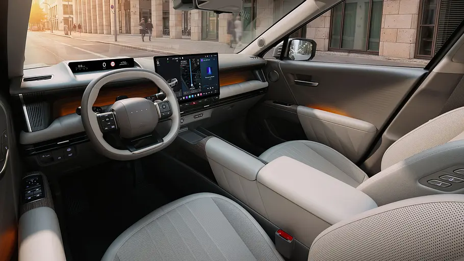 Hyundai Tucson (2027) Das Cockpit des Hyundai Tucson (2027) mit Blick von der Seite links.