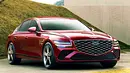 Blick von schräg vorne auf den Genesis G80 Facelift (2024). - Foto: Genesis Blick von schräg vorne auf den Genesis G80 Facelift (2024). - Foto: Genesis