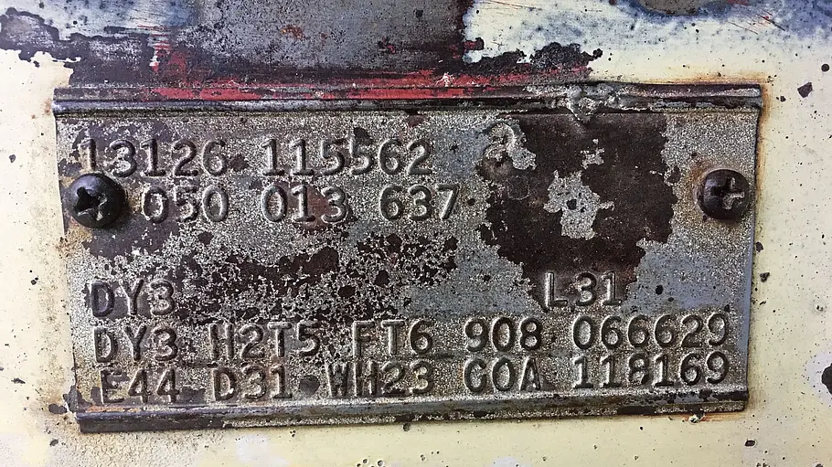 Import von US-Cars Die VIN des Dodge Coronet.