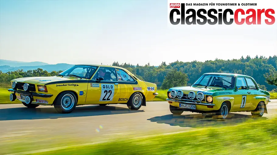 Irmscher Opel Commodore B GS/E und Ascona A fahrend von vorne.