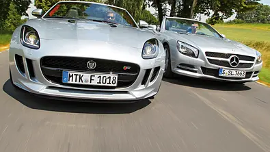 Roadster Vergleich Jaguar F-Type Mercedes SL 500 Sportwagen