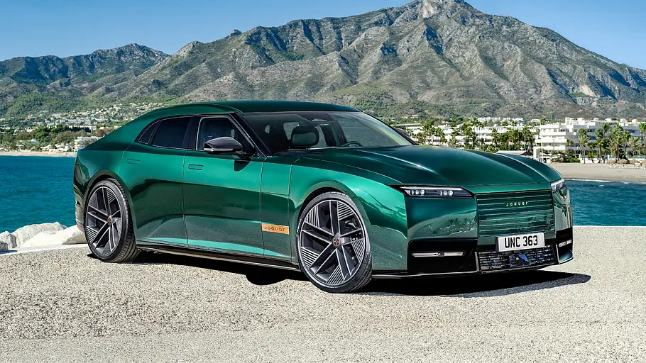 Jaguar Type 01 (2027) Der Jaguar Type 01 als Serienmodell illustriert, gezeigt wird es von schräg vorne.