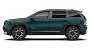 Der Jeep Compass steht vor weißem Hintergrund, von links abgebildet. - Foto: Carwow