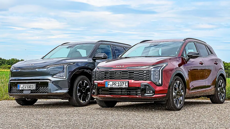 Kia EV5 und Kia Sportage.
