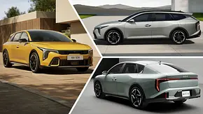 Der Kia K4 als Hatchback (links), Kombi (oben rechts) und Limousine. - Foto: Kia/Collage: AUTO ZEITUNG