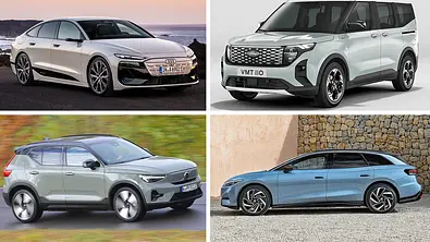 Elektroauto als Dienstwagen: Kollage aus Audi A6 Sportback e-tron, Ford E-Tourneo Courier,  Volvo EX40 und VW ID.7 Tourer. - Foto: Hersteller/Kollage: AUTO ZEITUNG