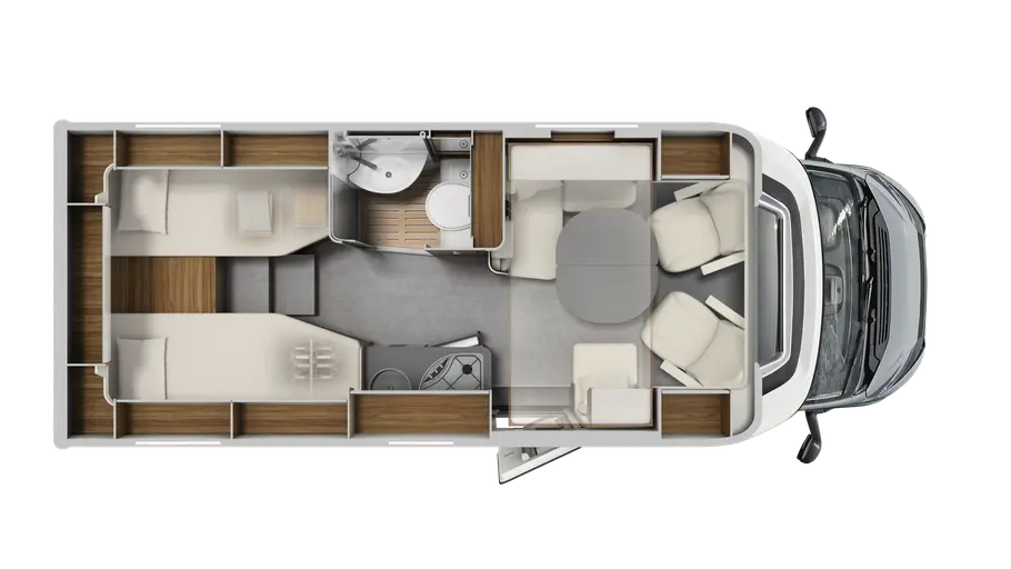 Die Grundrisszeichnung des Laika Ecovip L 2009 Titanio.