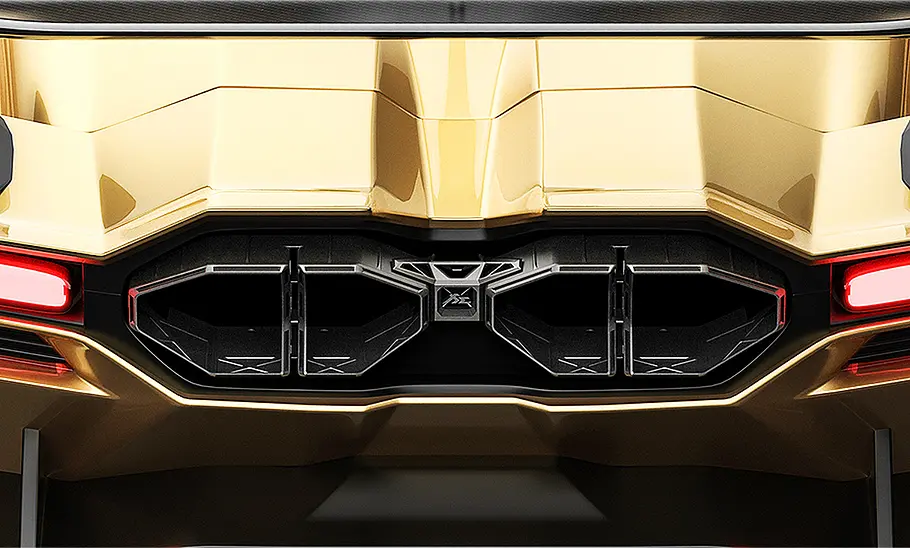 Lamborghini Revuelto von Zacoe Blick auf die Auspuffanlage des Lamborghini Revuelto von Zacoe.