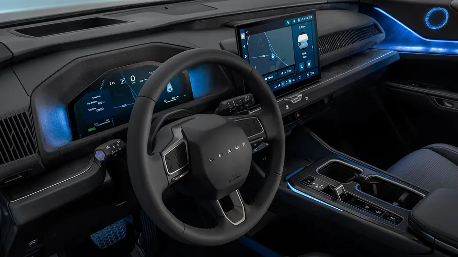 Lexus TZ News Seitlicher Blick auf Lenkrad und Armaturen des Lexus TZ.
