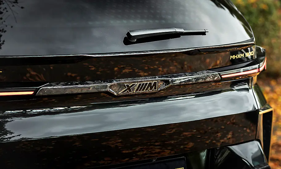 Detailansicht des Logos auf dem Heckdeckel vom Manhart MHXM 900 II.