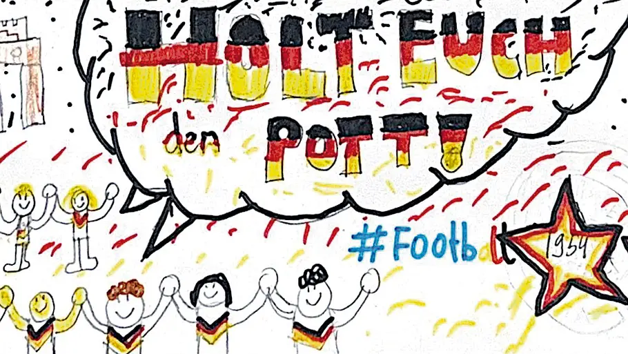 Mannschaftsbusse bei der FIFA-WM 2026 Siegreiche Kinderzeichnung aus dem Hyundai-Malwettbewerb für den deutschen Mannschaftsbus.