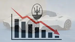 Eine KI-generierte Collage, auf der man den Maserati MC20 sowie auch eine Kurve nach unten sieht, die sich auf Verkaufszahlen bezieht. - Foto: AUTO ZEITUNG (KI-generiert)