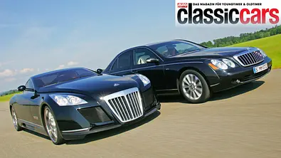 Maybach Exelero und 57 S fahrend von vorne. - Foto: Willy Bister