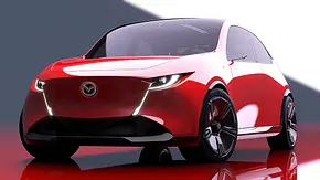 Der Mazda Vision X-Compact (2025) stehend von schräg vorne fotografiert. - Foto: Mazda