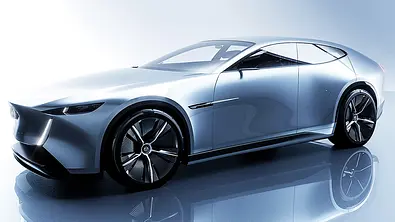 Blick von schräg vorne auf den Mazda Vision X-Coupé (2025). - Foto: Mazda