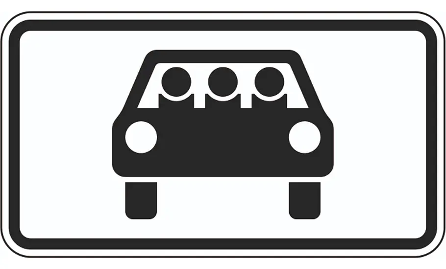 Zusatzzeichen: Mehrfachbesetzte Personenkraftwagen Zusatzzeichen: Mehrfachbesetzte Personenkraftwagen