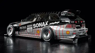 3D-Modell eines Mercedes 190 E Evo T, gezeigt von schräg hinten. - Foto: 722_modeling via Instagram