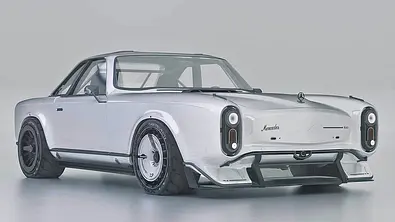Der Mercedes 28e SL stehend von schräg vorne. - Foto: Instagram/Shanebaxley