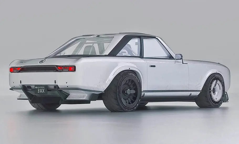 Der Mercedes 28e SL stehend von schräg vorne.