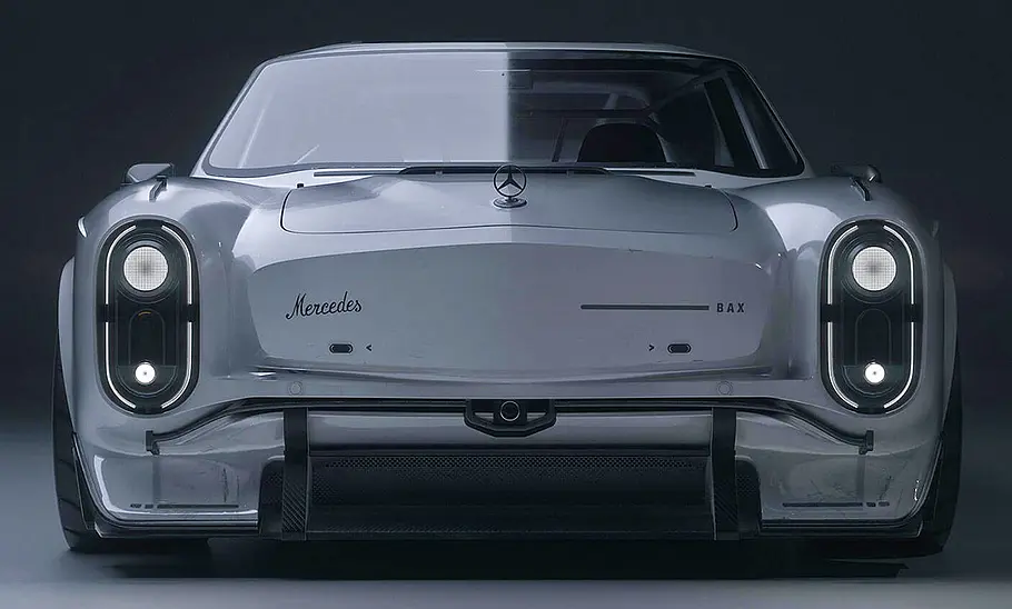 Der Mercedes 28e SL stehend von vorne.
