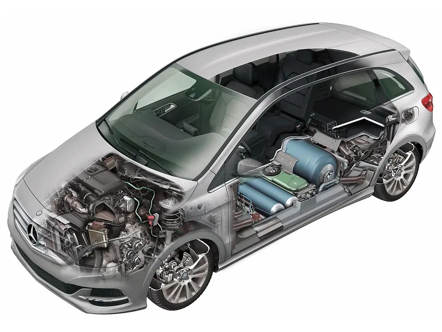 Mercedes B 200 NGD: Drei Tanks mit Erdgas im Unterboden
