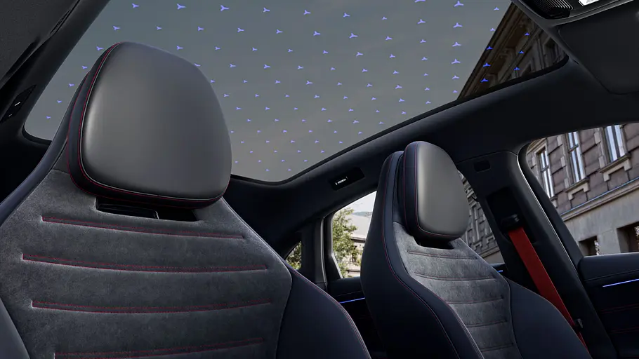 Das Dach des Mercedes C400 4Matic elektrisch