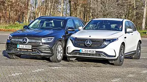 Mercedes GLC 300 d 4Matic/Mercedes EQC 400 4Matic - Foto: Niklas Gotta Mercedes GLC 300 d 4Matic/Mercedes EQC 400 4Matic - Foto: Niklas Gotta