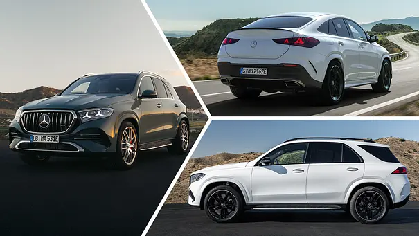 Collage verschiedener Varianten des Mercedes GLE Facelift (2026), darunter das GLE Coupé und der GLE 53 AMG. - Foto: Mercedes/Collage: AUTO ZEITUNG Collage verschiedener Varianten des Mercedes GLE Facelift (2026), darunter das GLE Coupé und der GLE 53 AMG. - Foto: Mercedes/Collage: AUTO ZEITUNG