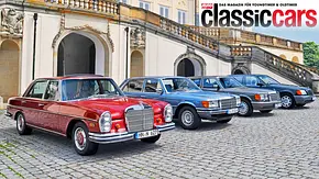 Mercedes 300 SEL, 450 SEL, 560 SEL und 600 SEL stehend von vorne - Foto: Scoutsource Communications Mercedes 300 SEL, 450 SEL, 560 SEL und 600 SEL stehend von vorne - Foto: Scoutsource Communications
