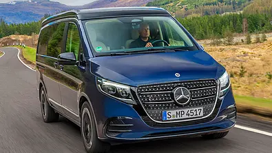 Mercedes Marco Polo Facelift (2024); fahrend, Außenansicht vorne rechts - Foto: Mercedes