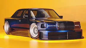 Mercedes W126 Widebody von Karan Adivi, fotografiert von schräg vorne rechts. - Foto: Instagram/Karan Adivi Mercedes W126 Widebody von Karan Adivi, fotografiert von schräg vorne rechts. - Foto: Instagram/Karan Adivi