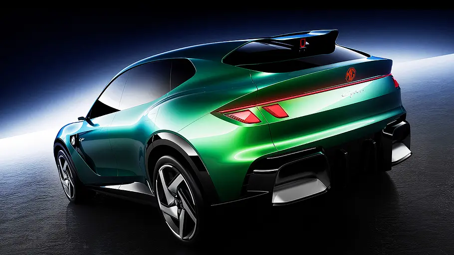 MG Cyber Blick von schräg hinten auf die SUV-Studie MG Cyber.