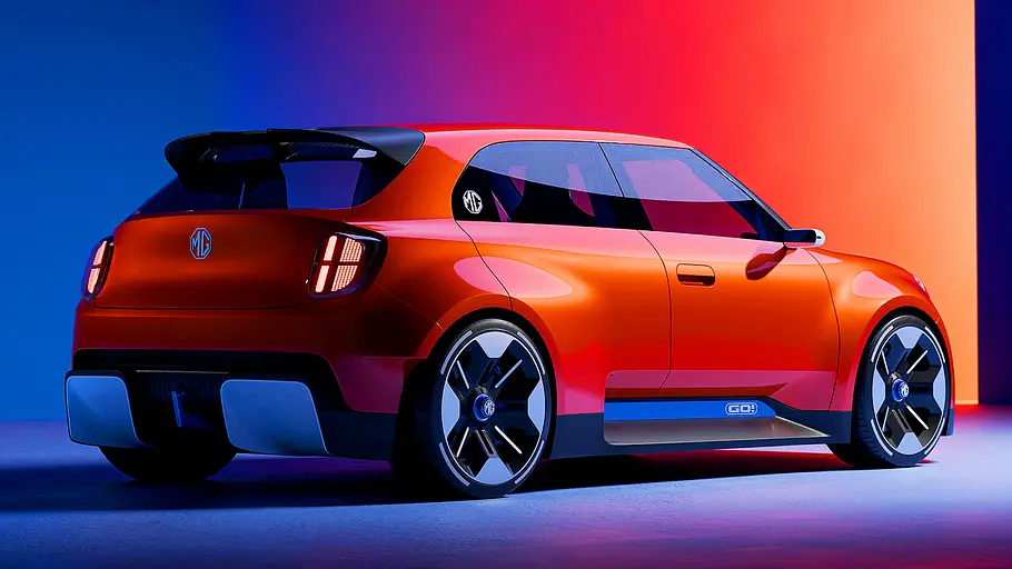 MG Go! Blick von schräg hinten auf die kompakte Studie MG Go!.