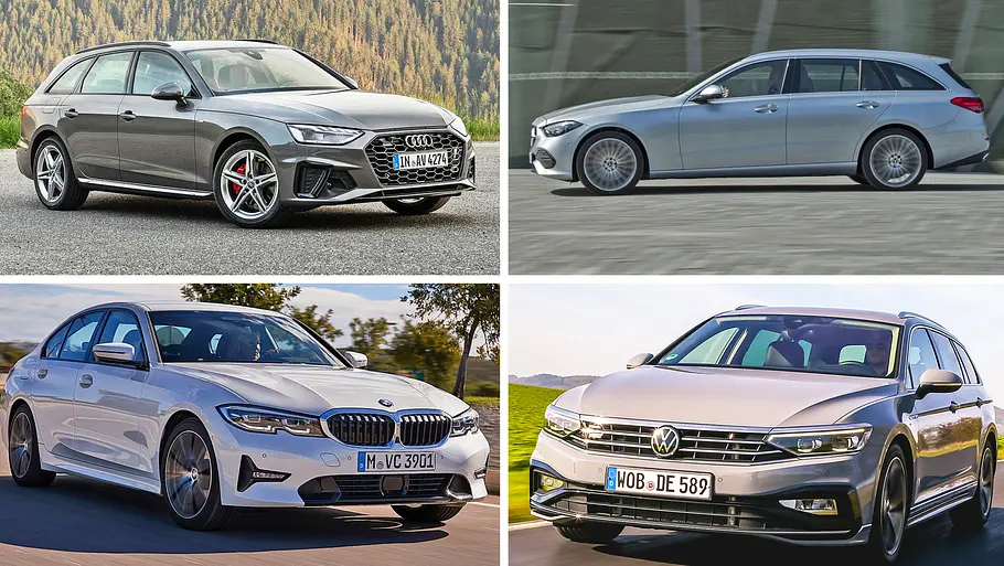 Eine Collage mit vier Fahrzeugen.