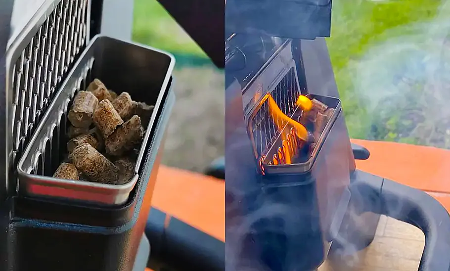 Ninja Woodfire Elektrogrill Der Smoker des Ninja Woodfire Elektrogrill, Detailaufnahme der Pellets.