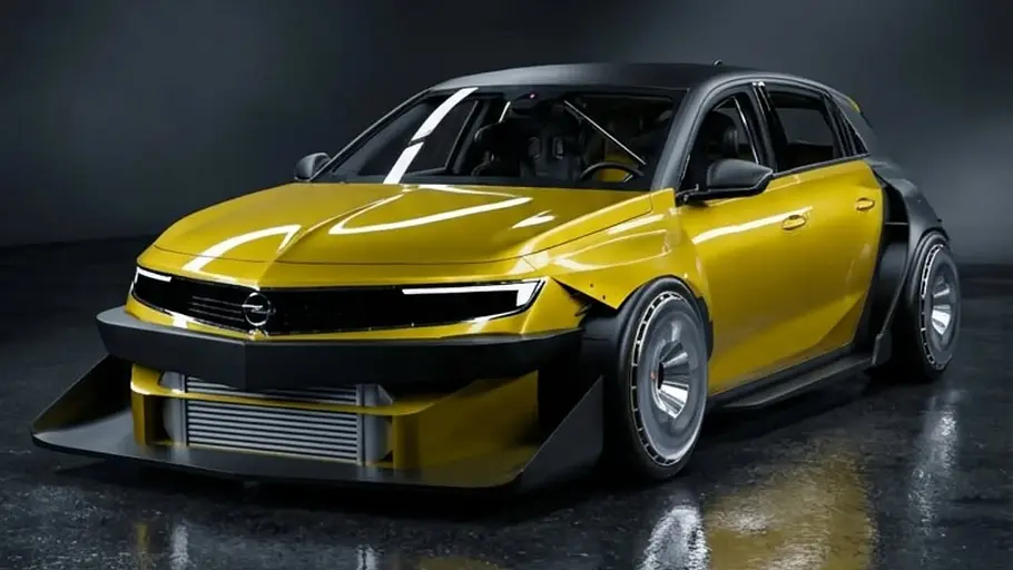 Opel Astra L Widebody Blick von schräg vorne auf das Opel Astra L Widebody.