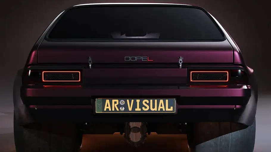 Opel Manta Restomod von richter.cgi, dargestellt von hinten.