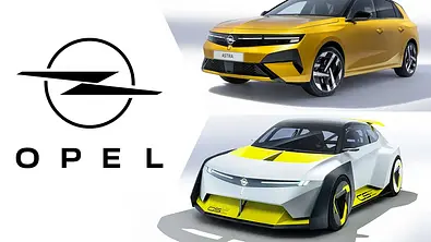Die Collage zeigt das Opel-Logo, das Opel Astra Facelift (oben rechts) und die Studie Opel Corsa GSE Vision Gran Turismo. - Foto: Opel/Collage: AUTO ZEITUNG