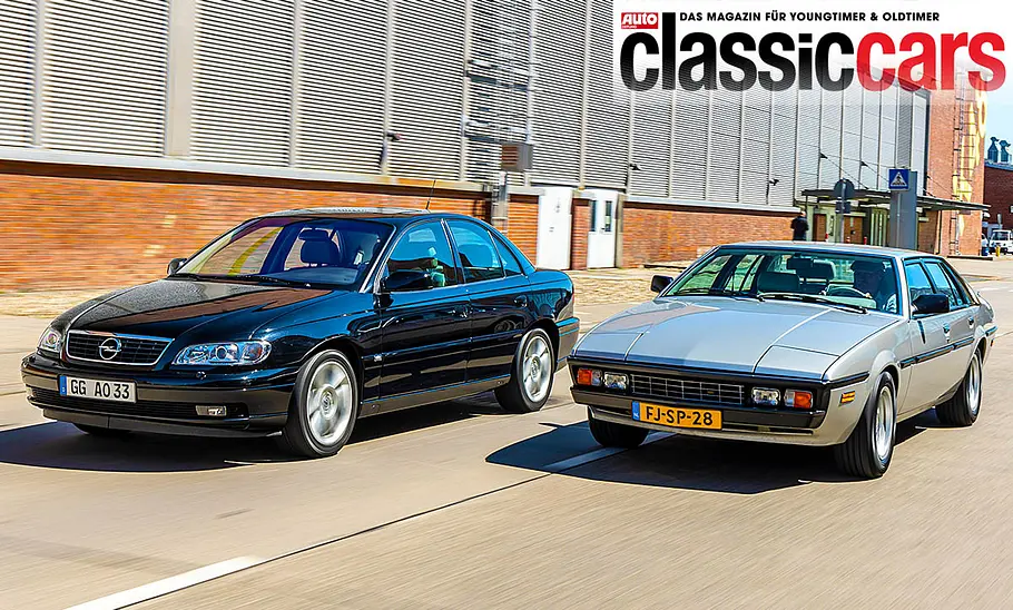 Opel Omega V8/Bitter SC Sedan fahrend von schräg vorne fotografiert.
